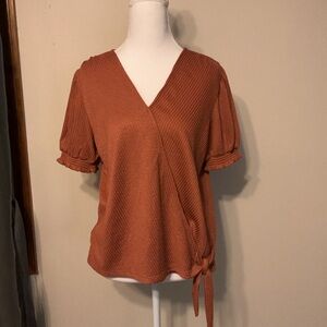 Rust Orange Wrap Top